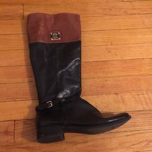 Tommy Hilfiger brown and black leather high boot